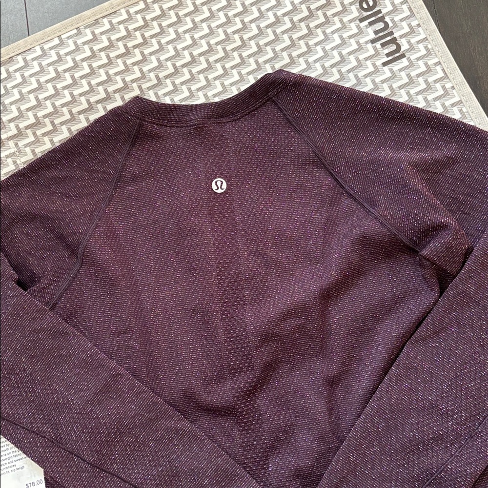 LULULEMON SWIFTLY TECH LONG SLEEVE 2.0 *SPARKLE IN BLACK PLUM/RAINBOW SZ 6 NWT - Picture 6 of 9